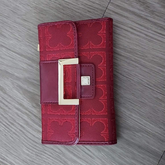 Liz Claiborne purse with wallet over shoulder and handles zipper red - Picture 11 of 12